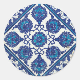 Iznik Floral Ethnic Tribal Turkish Mosaic Pottery Classic Round Sticker