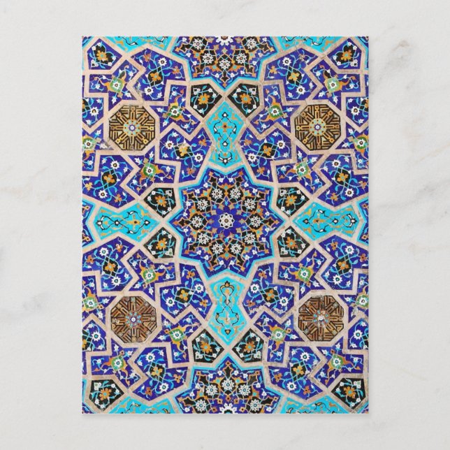 Iznik Floral Ethnic Tribal Turkish Mosaic Pottery Postcard (Front)