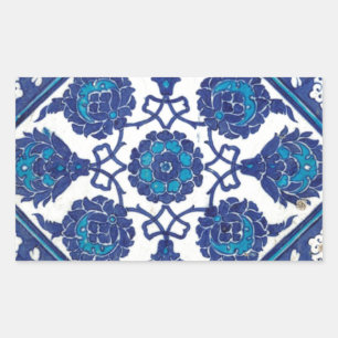 Iznik Floral Ethnic Tribal Turkish Mosaic Pottery Rectangular Sticker