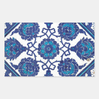 Iznik Floral Ethnic Tribal Turkish Mosaic Pottery Rectangular Sticker