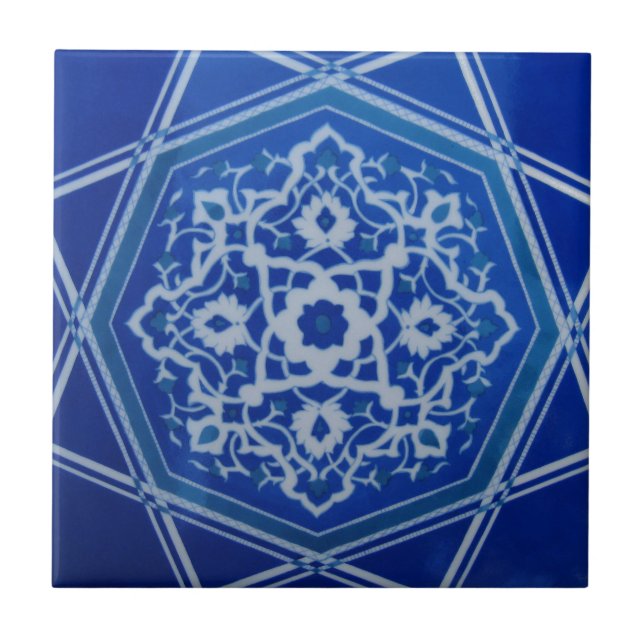 Iznik Floral Ethnic Tribal Turkish Mosaic Pottery. Tile (Front)