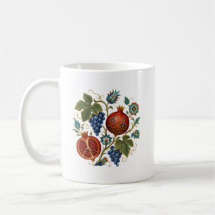 Iznik Ottoman Pomegranate & Grape Floral   Turkish Coffee Mug