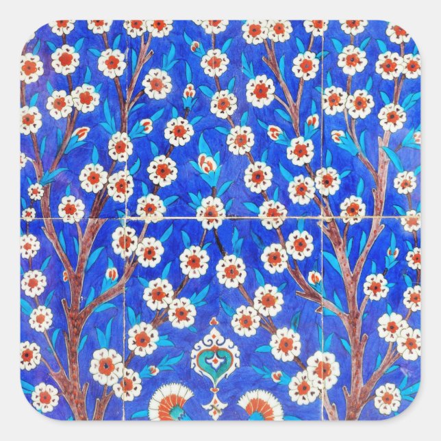iznik tile square sticker (Front)
