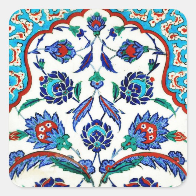 iznik tile square sticker (Front)