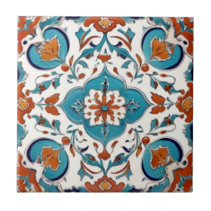 Iznik Turkish Classic Floral Red Turquoise Blue Tile