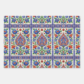 Iznik - Turkish Ottoman pattern with flowers tulip Wrapping Paper Sheet