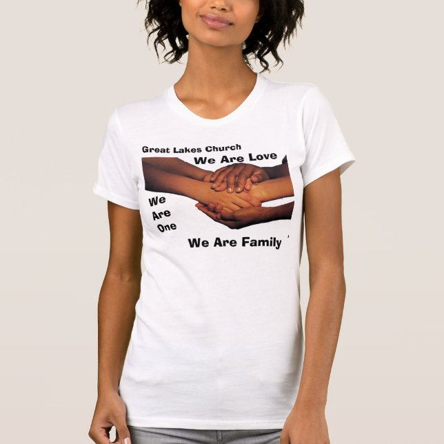 j0227529White, Great Lakes Church, We Are Love,... T-Shirt (Front)