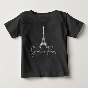 J' adore Paris Eiffel Tower Cute Black Baby T-Shirt