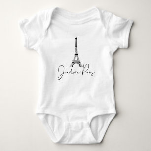 J' adore Paris Eiffel Tower Cute White Baby Bodysuit
