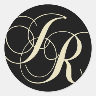 J and R monogram - make your own text colour Classic Round Sticker