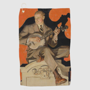 J.C. Leyendecker Banjo Player 1920 Art Deco Art Golf Towel