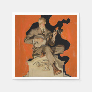 J.C. Leyendecker Banjo Player 1920 Art Deco Art Napkin