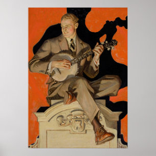 J.C. Leyendecker Banjo Player 1920 Art Deco Art Poster