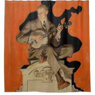 J.C. Leyendecker Banjo Player 1920 Art Deco Art Shower Curtain