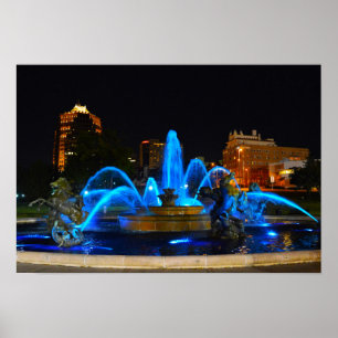 J. C. Nichols Fountain in Blue, Kansas City Poster