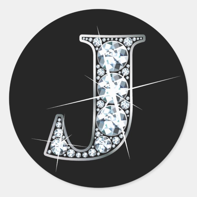 "J" Diamond Bling Sticker (Front)