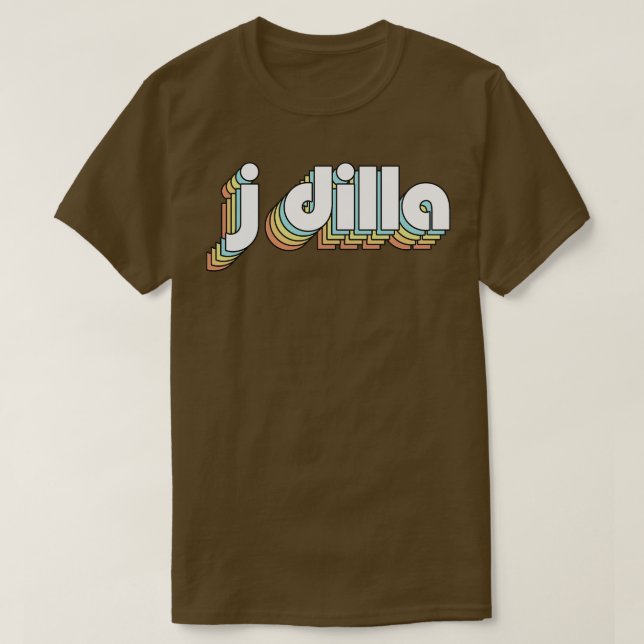 J Dilla Retro Rainbow Typography Faded Style T-Shirt (Design Front)