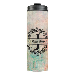 J Floral Monogram Letter Thermal Tumbler