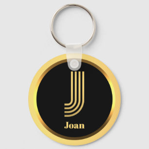 J Gold Monogrammed Letter Personalised Key Ring