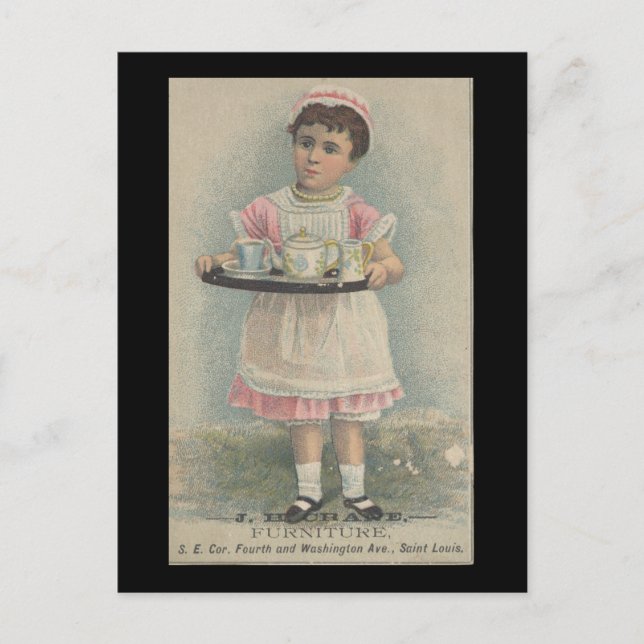 J.H. Crane Furniture Young Girl with Serving Tray Postcard (Front)