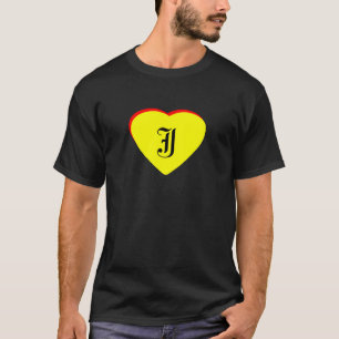 "J" Heart Yellow Red Wedding Invitation The MUSEUM T-Shirt