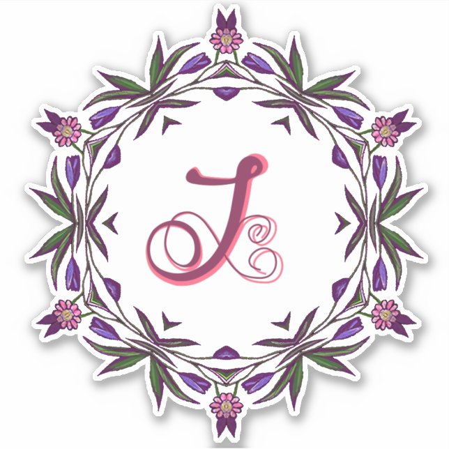 J Initial Unique & Bizarre Boho Flowers Pretty (Front)