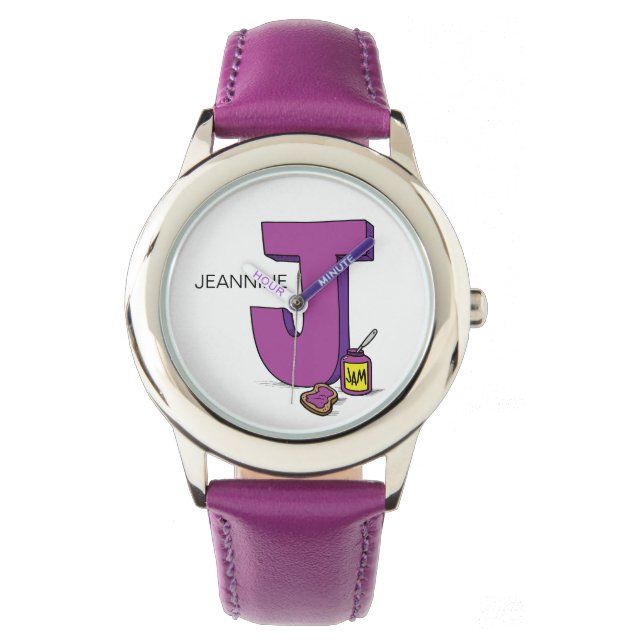 J is for ___ custom name Kid's Watch (Front)