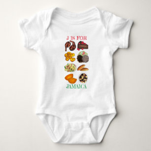 J is for JAMAICA Jamaican Foods Island Cuisine Baby Bodysuit