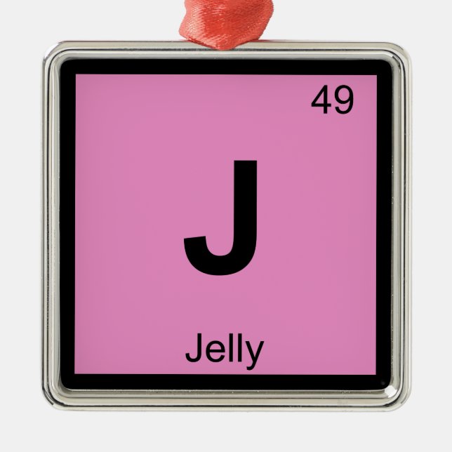J - Jelly Chemistry Periodic Table Symbol Metal Tree Decoration (Front)