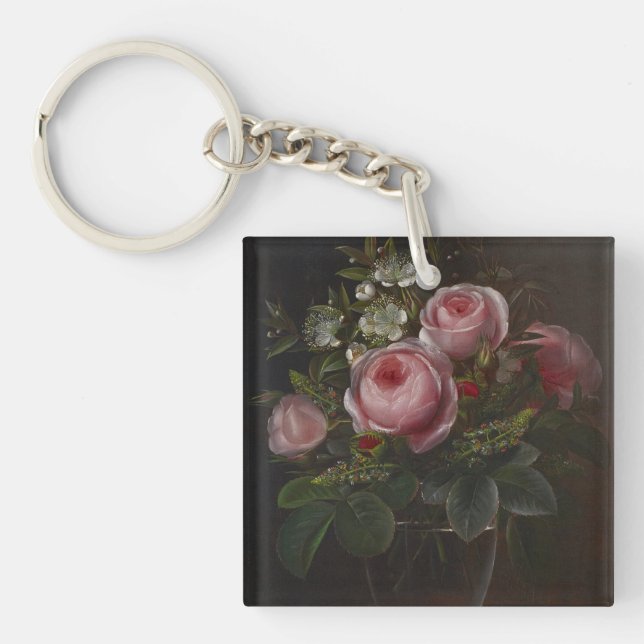 J.L. Jensen - Roses and Tree Anemones in a ... Key Ring (Front)