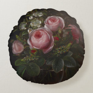 J.L. Jensen - Roses and Tree Anemones in a ... Round Cushion