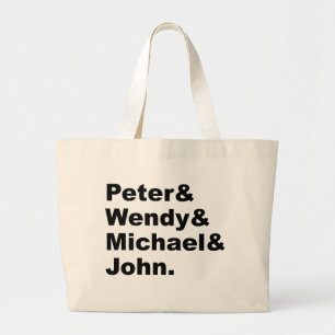 J.M. Barrie's Peter Pan Peter Wendy Michael John Large Tote Bag