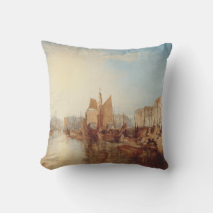 J.M.W. Turner: Harbor of Dieppe Romantic Fine Art Cushion