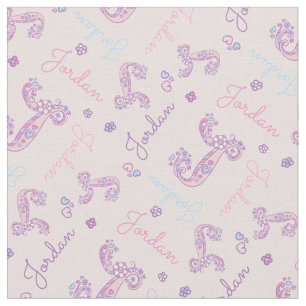 J monogram and personalised name Jorden fabric
