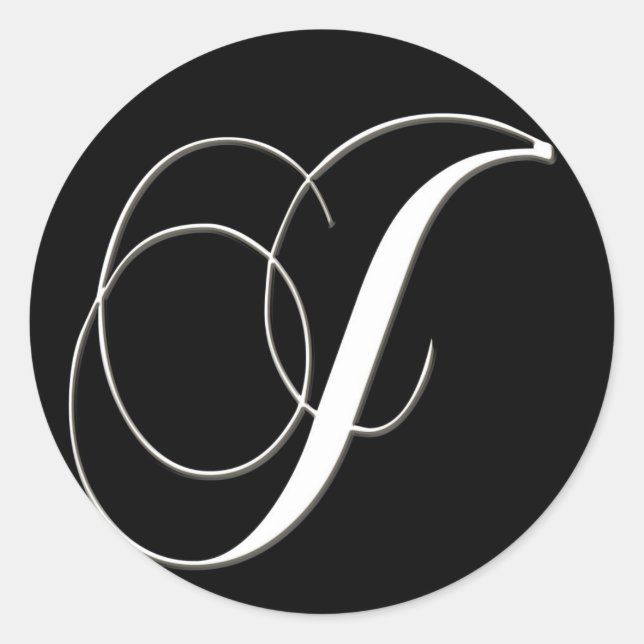 J monogram - elegant black and white classic round sticker (Front)