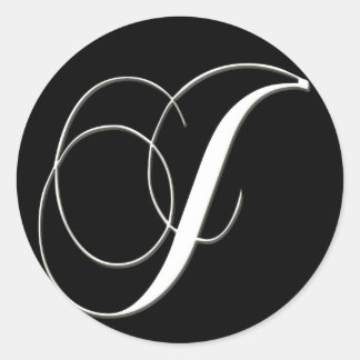 J monogram - elegant black and white classic round sticker