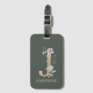 J Monogram Floral Personalised Luggage Tag