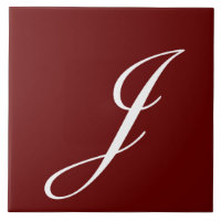 J Monogram Initial White on Maroon