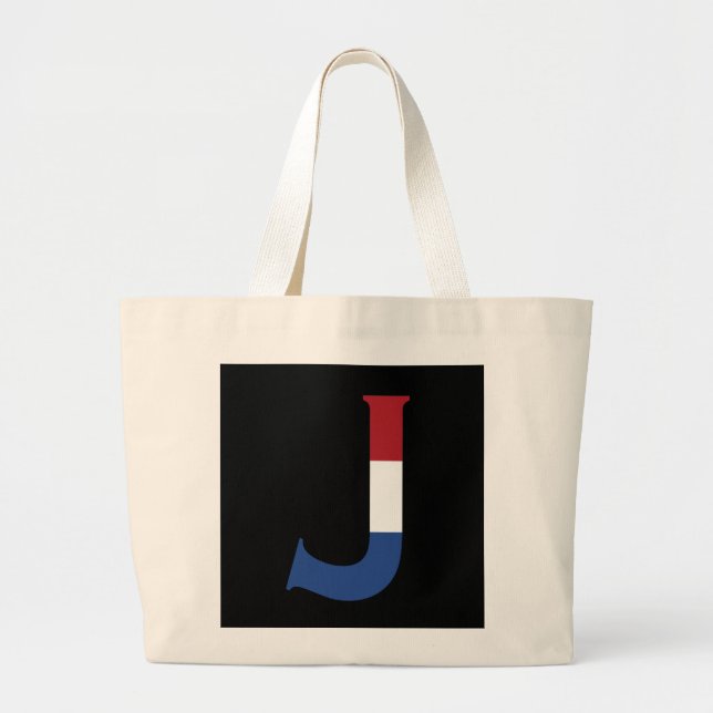 J Monogram overlaid on NLD Flag on bk jtcnt Large Tote Bag (Front)
