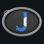 J Monogram overlaid on Scottish Flag bbcnt Belt Buckle<br><div class="desc">J Monogram overlaid on Scottish Flag Belt Buckle

Design © Trinkets and Things 2017 - AHP Design. All Rights Reserved.

030417</div>