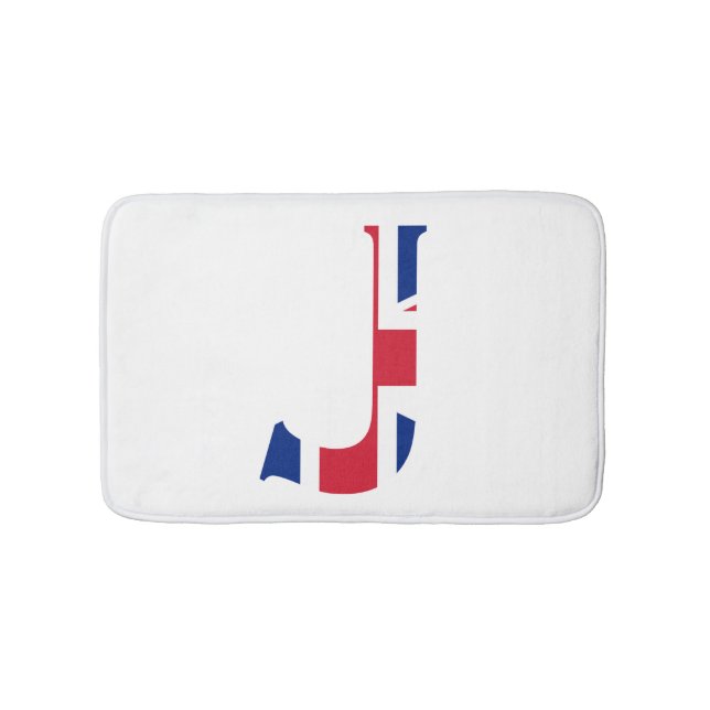 J Monogram overlaid on Union Jack Flag bmcnt Bath Mat (Front)