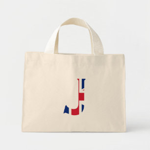 J Monogram overlaid on Union Jack Flag ttcnt Mini Tote Bag