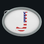 J Monogram overlaid on USA Flag bbcnt Belt Buckle<br><div class="desc">J Monogram overlaid on USA Flag Belt Buckle

Design © Trinkets and Things 2017 - AHP Design. All Rights Reserved.

080517</div>