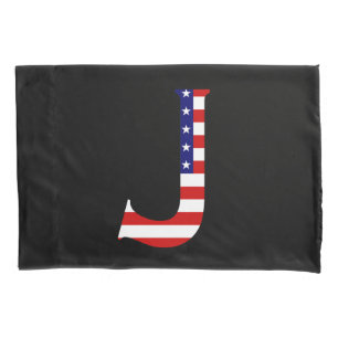 J Monogram overlaid on USA Flag bedpccn Pillowcase