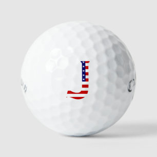 J Monogram overlaid on USA Flag css gbcnt Golf Balls