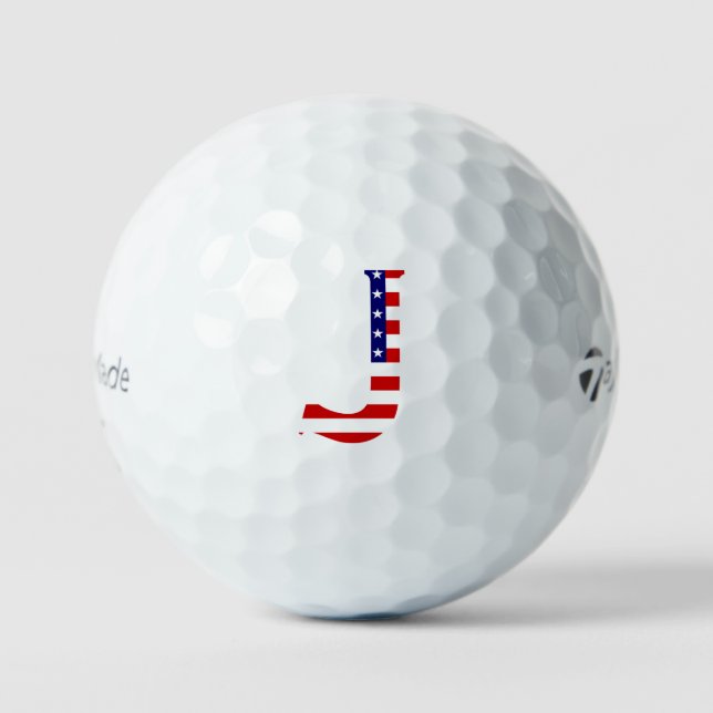 J Monogram overlaid on USA Flag tmtp5 gbcnt Golf Balls (Front)