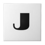 "J" monogram Tile<br><div class="desc">"J" monogram,  black on white.</div>