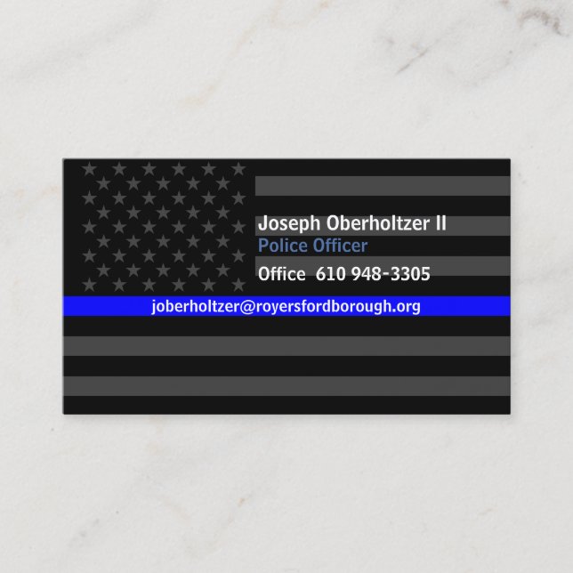 J. O. II Thin Blue Line American Flag Contact Business Card (Front)