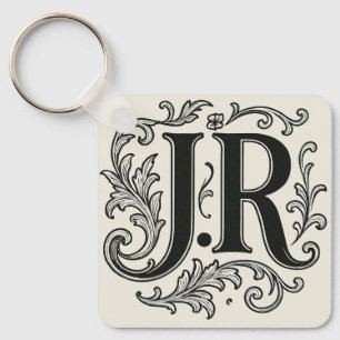 J.R Initials with Decor Key Ring