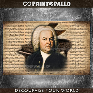 J. S. Bach The Composer with music and piano Tissue Paper